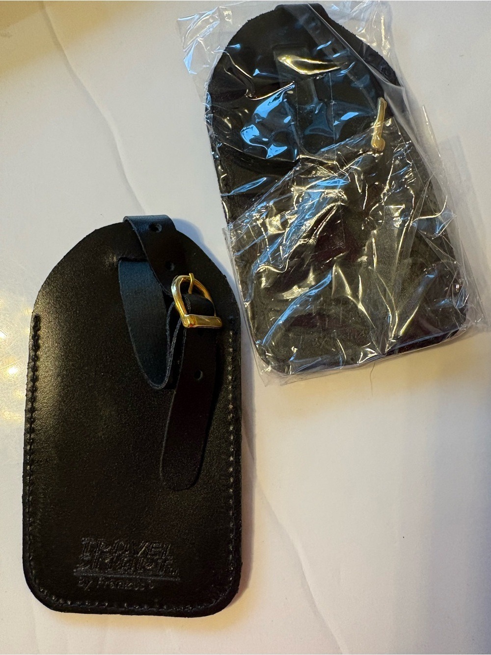 Travel Smart Leather Luggage Tags - Black set of two, business card size - Picture 6 of 6